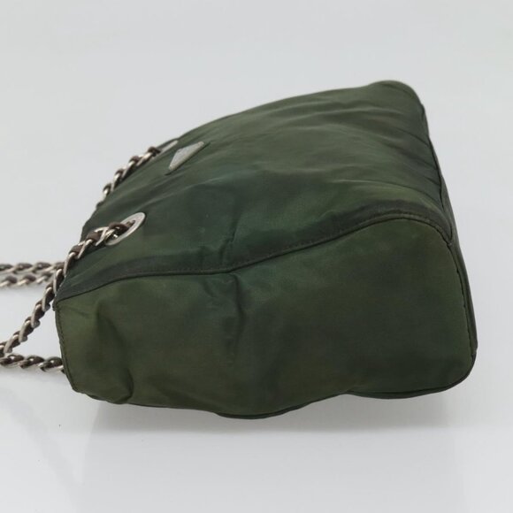 PRADA Chain Shoulder Bag Nylon Green Auth BD1448 - Picture 4 of 16